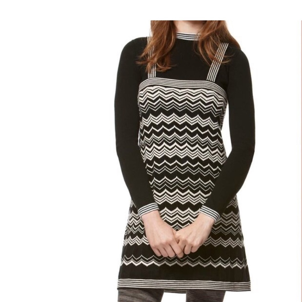Black And White Chevron Stripe Mini Dress